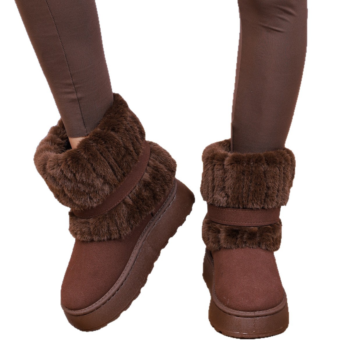 Women's Plus Size Snow Boots Fleece Lined Padded Warm Keeping Non-slip Ankle Boots foto 3