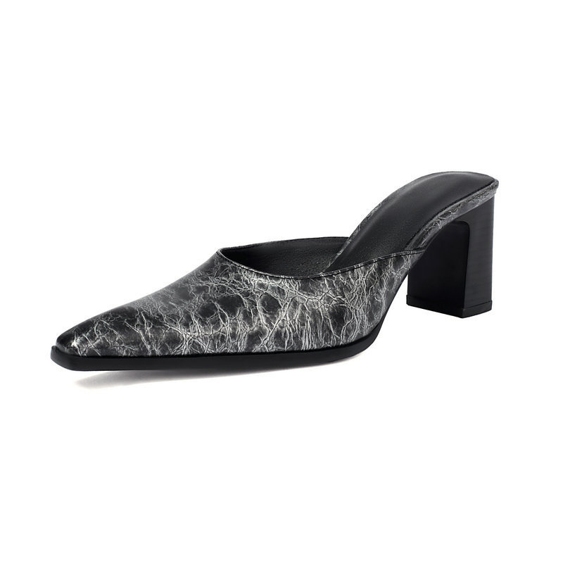 Retro British-style Square-toe High-heeled Outdoor Womens Sandals foto 4