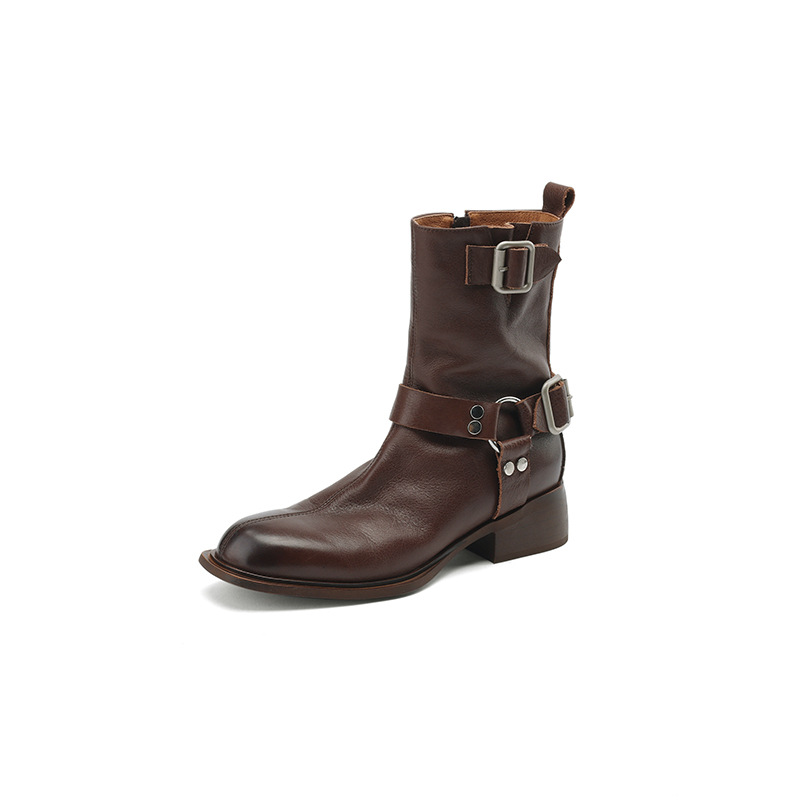 Women's Retro All-matching Chunky Heel Short Boots foto 4