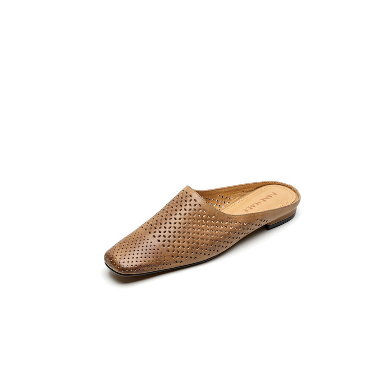 Womens Full-Grain Leather Closed-Toe Half Slippers foto 5