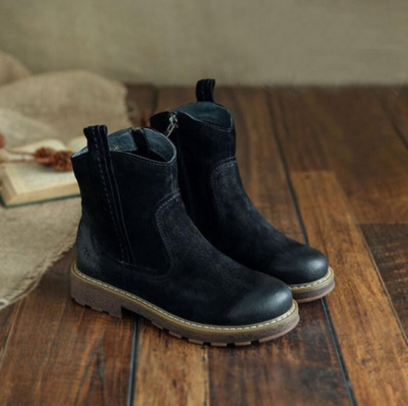 Women's Suede Flat Fleece-Lined Ankle Boots Travel Boots With Wide Opening Design foto 4