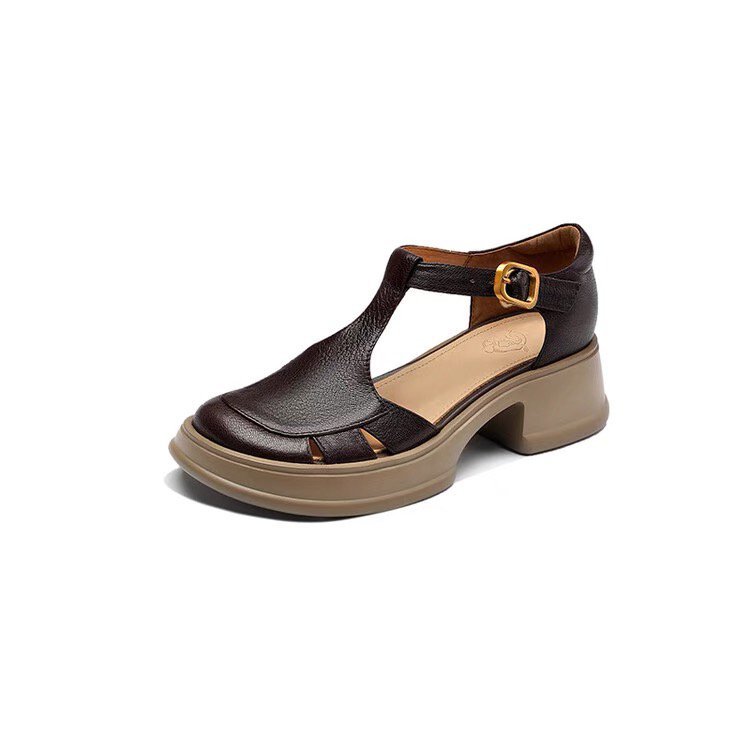 All-match Retro Small Chunky Heel Platform Ankle-strap High Heels foto 2