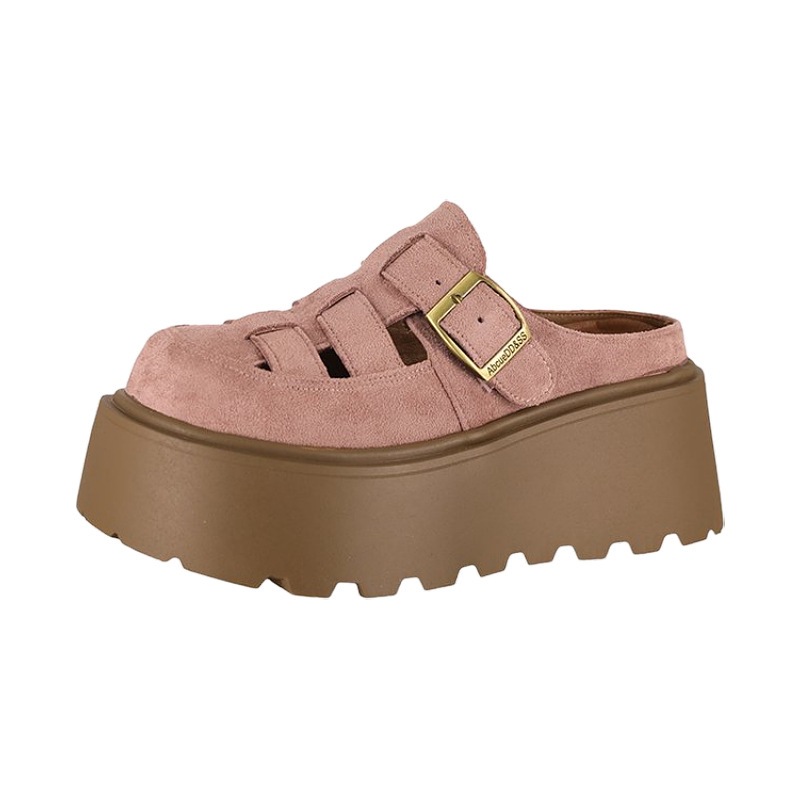 Small Chunky-soled Closed-toe Mule Sandals Hollow-out Roman Style Slippers foto 5