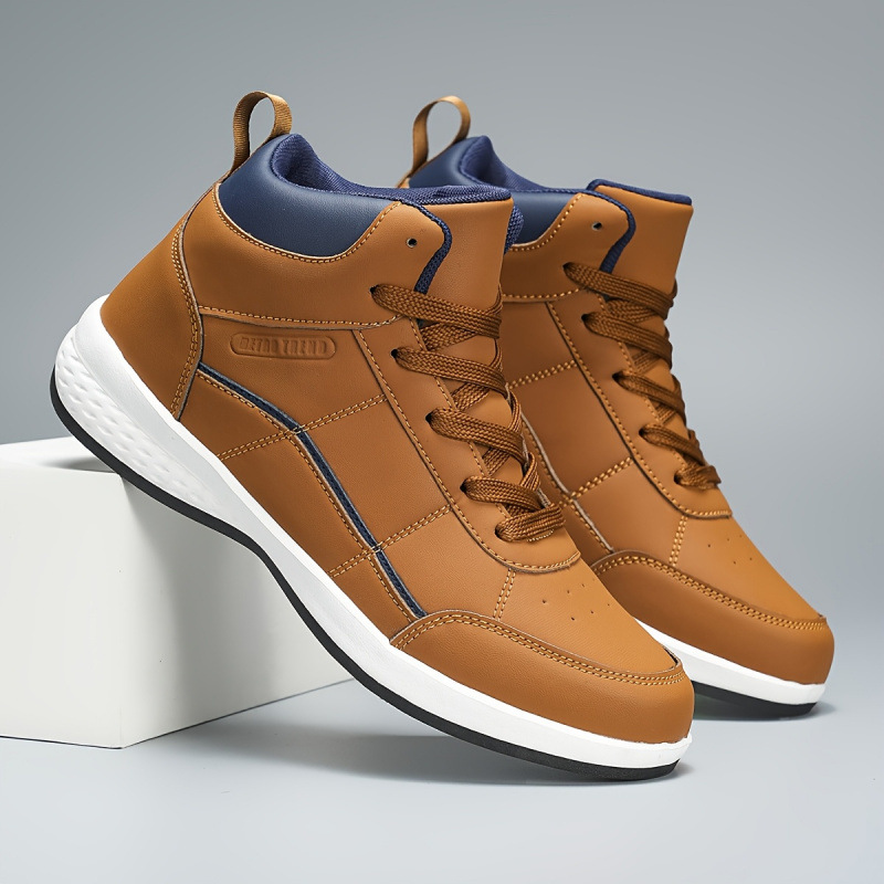 Men's Solid Color High Top Anti Slip Lace Up Boots