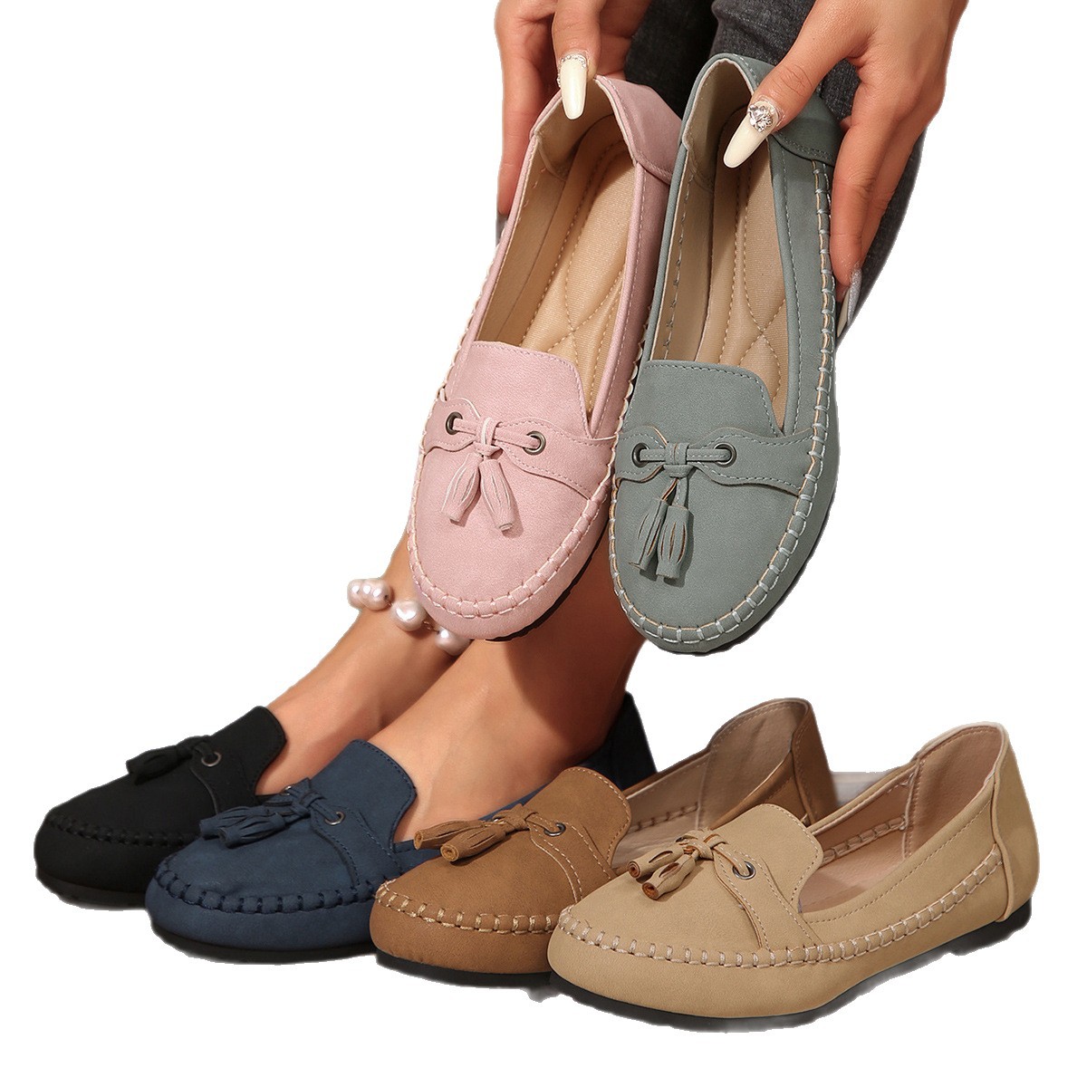 Women's Slip-on Casual Tassel Soft-Soled Shoes foto 3