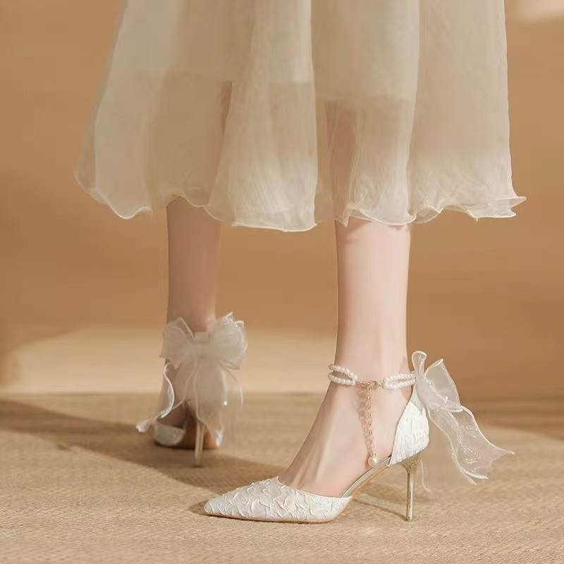 Back Bow Platform Pointed-toe Stiletto Sandals foto 5