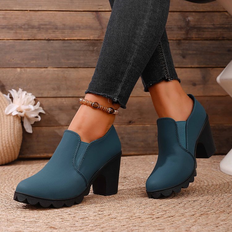Womens Stylish Chunky-heel Shoes With A Thick Sole And Round Toe foto 5