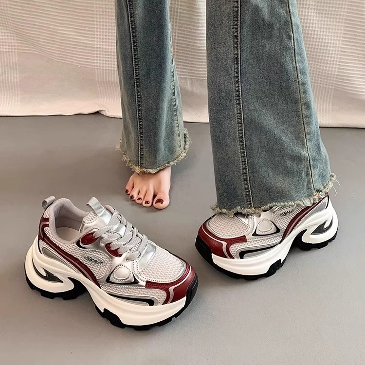Mesh Breathable Clunky Sneakers Women's Platform Height Increasing Leisure Sneaker foto 4