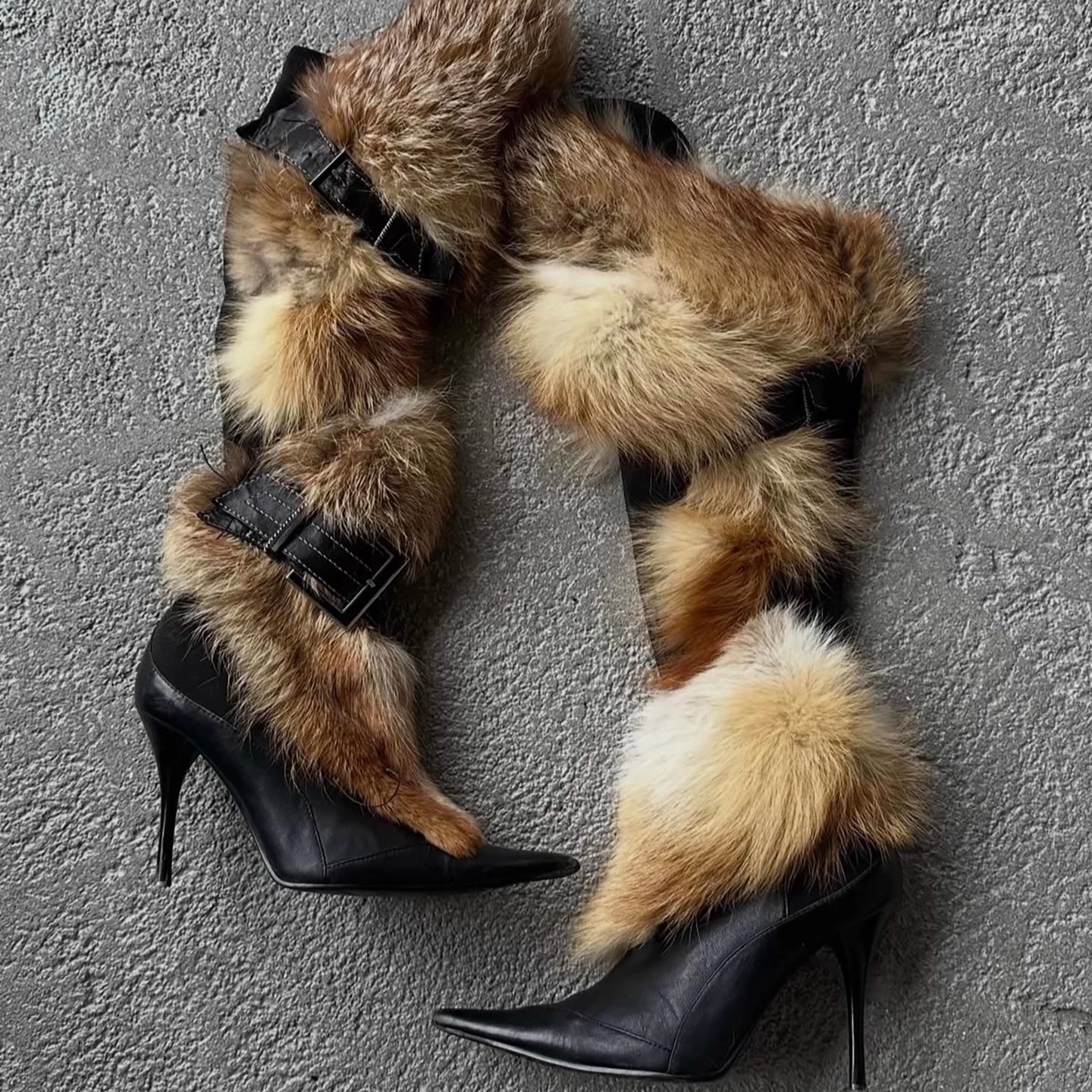 Trendy Y2K-style Fluffy Stiletto Thigh-high Boots foto 3