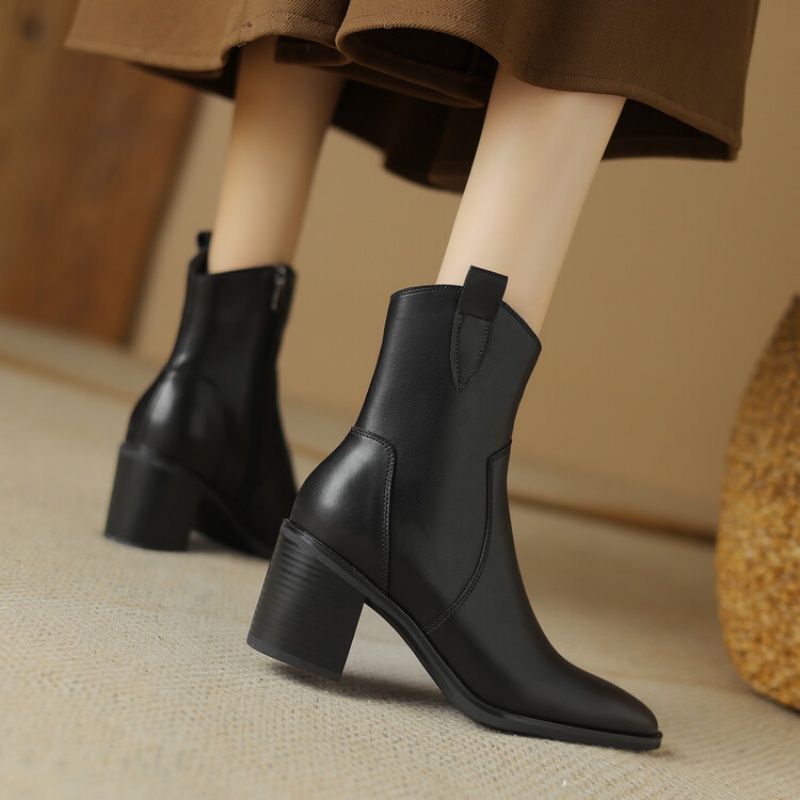 Women's Vintage Mid-Calf Western Cowboy Boots In Full Leather AutumnWinter Style foto 5