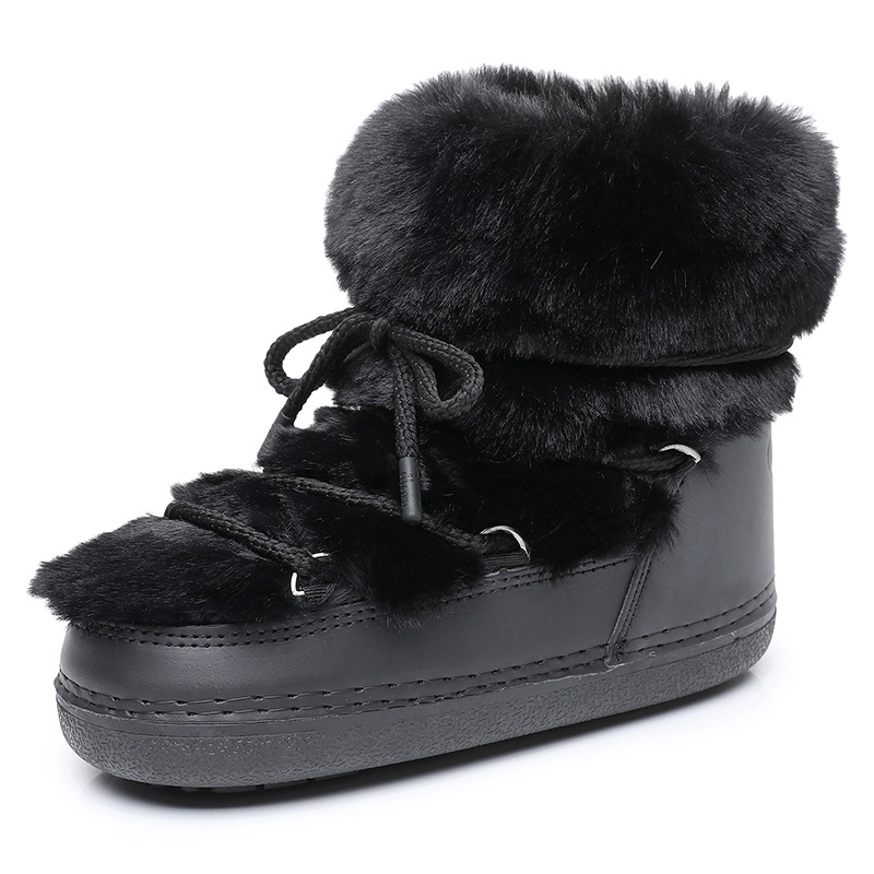 Women's Short Thin-soled Fur-lined Snow Boots foto 5