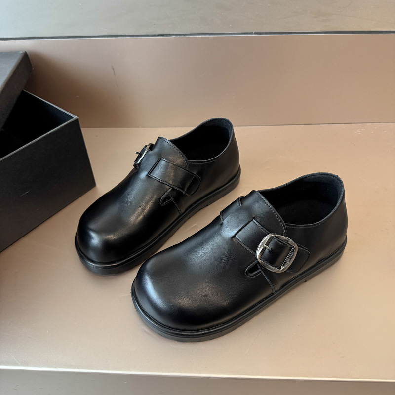 Retro-style Minimalist Belt-buckle Closed-toe Slides For Women