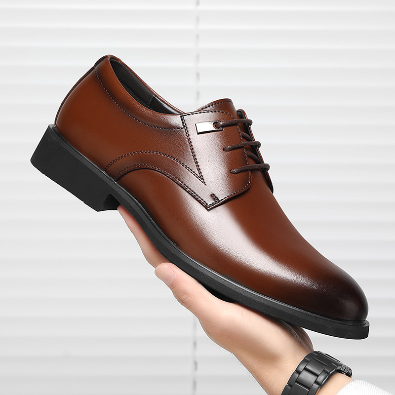 Business Formal Wear Breathable Hollow Men's Cowhide Height Increasing Shoes foto 4