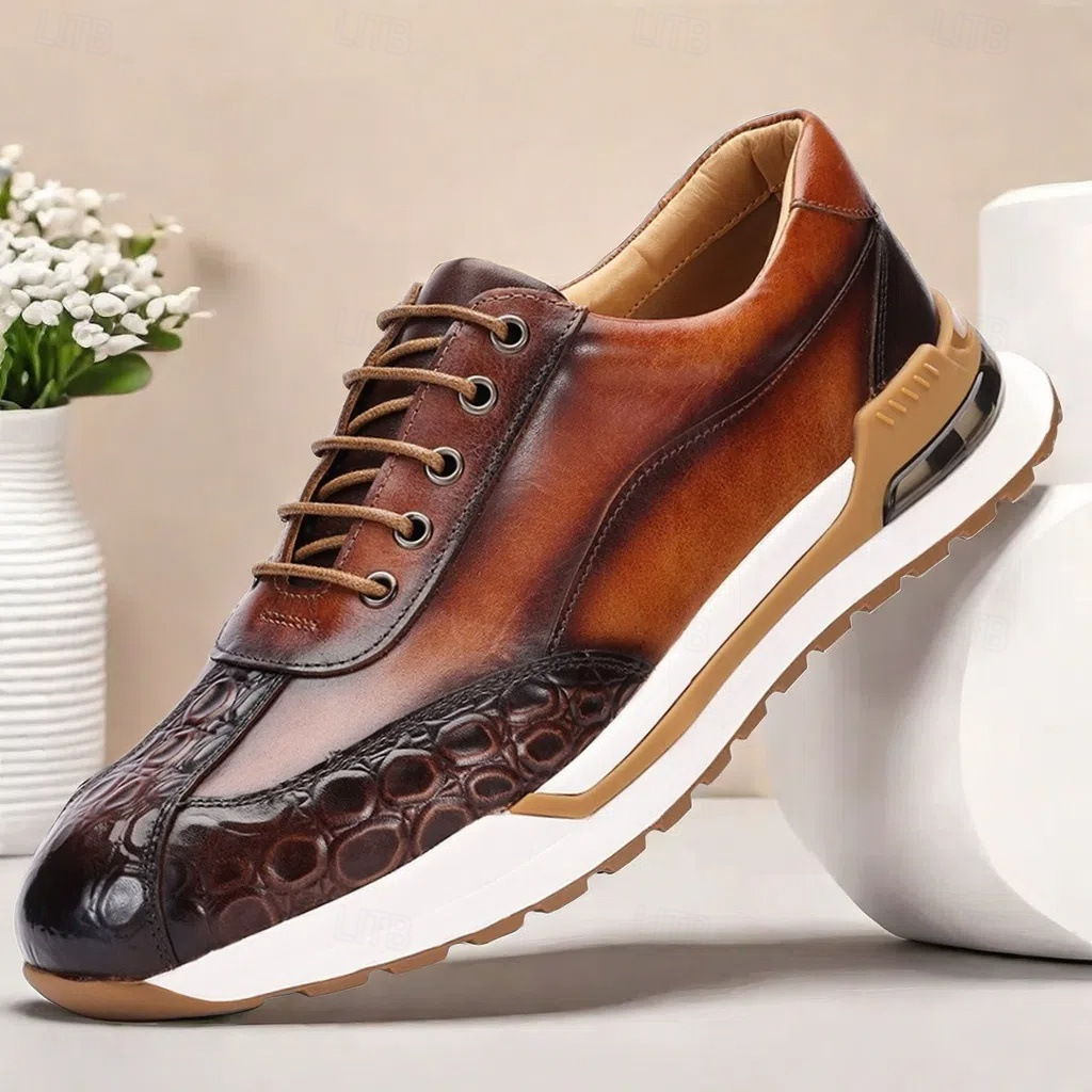 Mens Fashion First-Layer Cowhide Leather Shoes foto 4