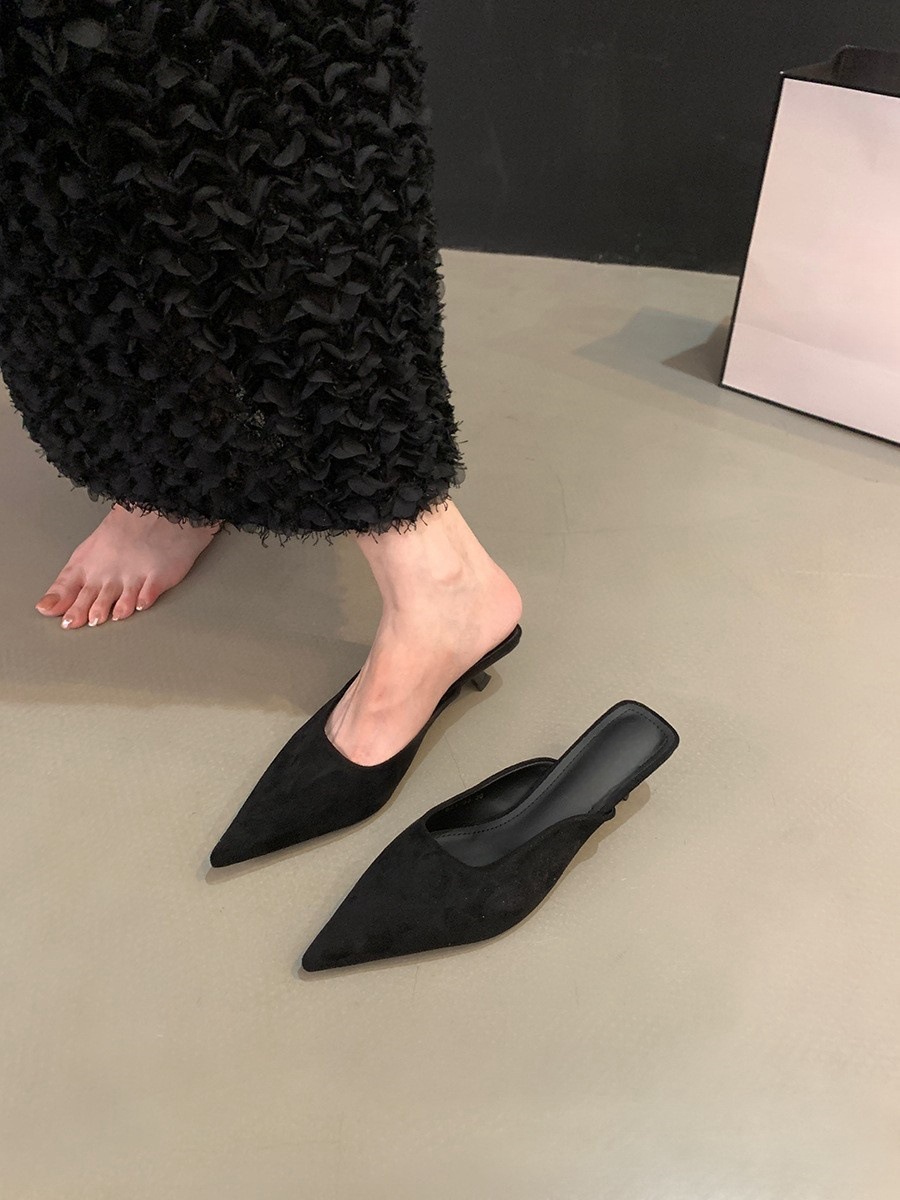 Women's Fashionable Elegant Pointed-Toe Half-Slide High Heels foto 4
