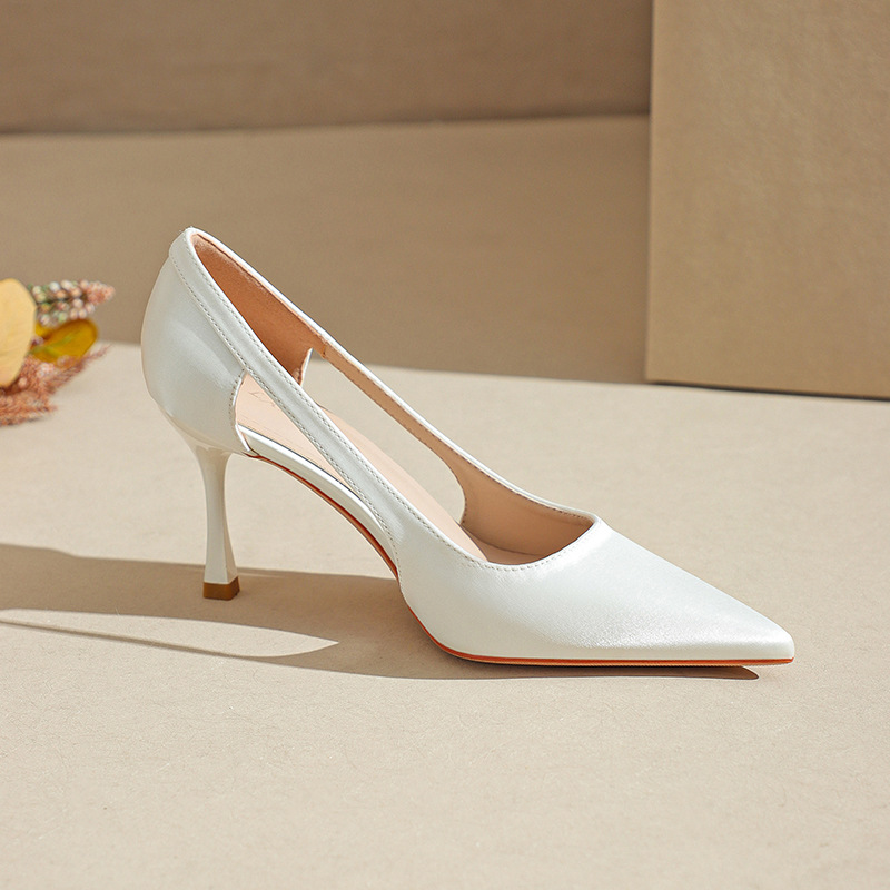 Pointed-toe Solid-color High Heels For Women, Stiletto Heels, New Hollow-out Low-cut Design foto 2