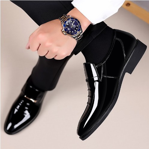 Men's Business British Style Patent Leather Shoes foto 5