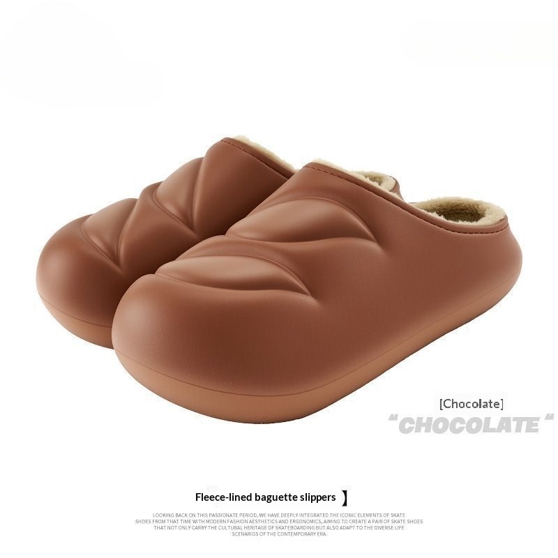 Women's Indoor Slippers With Bread-shaped Plush Lining And Soft Soles foto 4