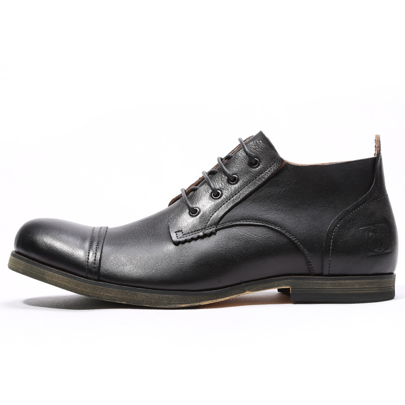 Small Round Head Breathable Men's Vintage Casual Leather Shoes foto 2