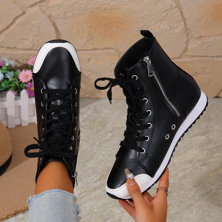 Womens Stylish Side-zip Flat Ankle Boots foto 5