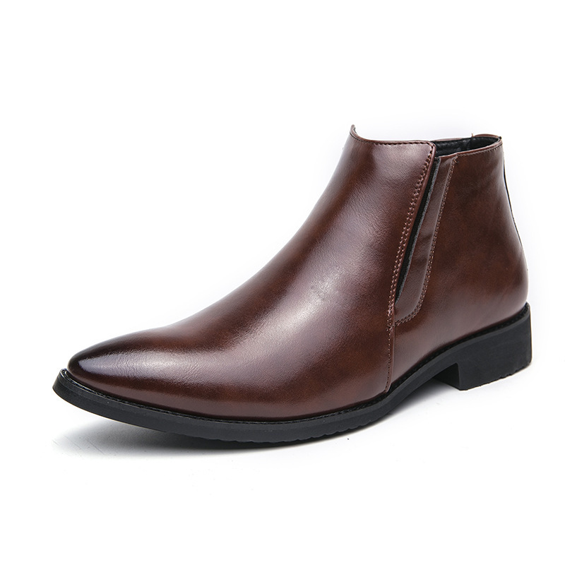High-top Leather Shoes Men's Side Zipper British Working Wear Ankle Boots foto 4