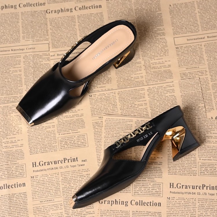 Women's Square Toe Half Slippers foto 3