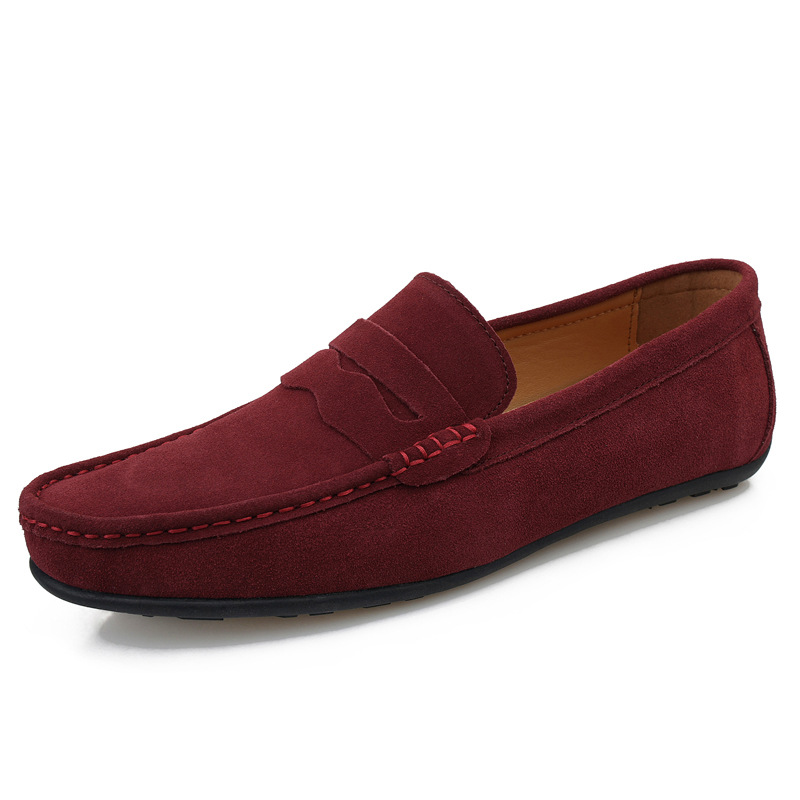 Men's Solid Color Suede Loafers Breathable Comfort Slip-on Flat Shoes foto 3