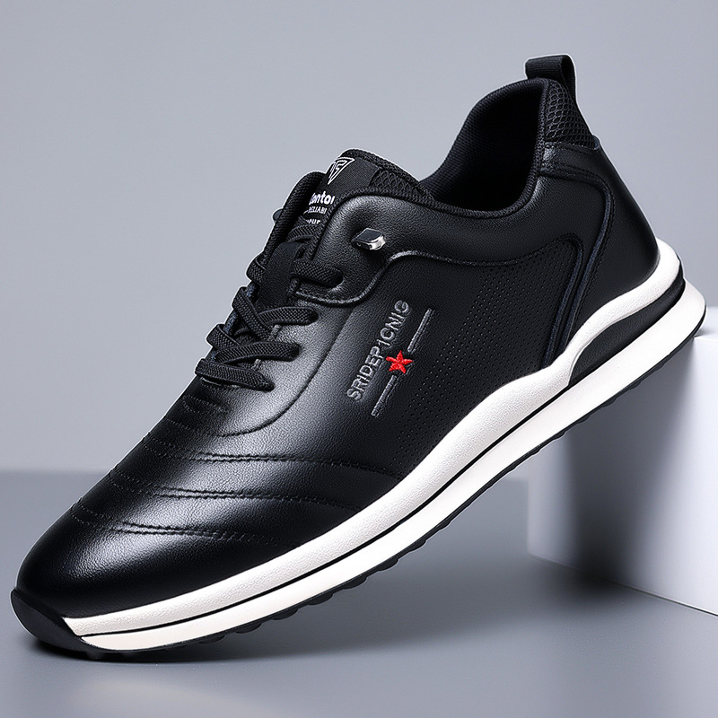 Youth British Style Breathable Soft Leather Men's Casual Leather Shoes foto 2