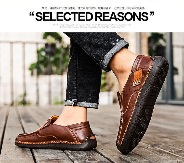 Men's Outdoor Casual Handmade Flat Leather Shoes foto 3