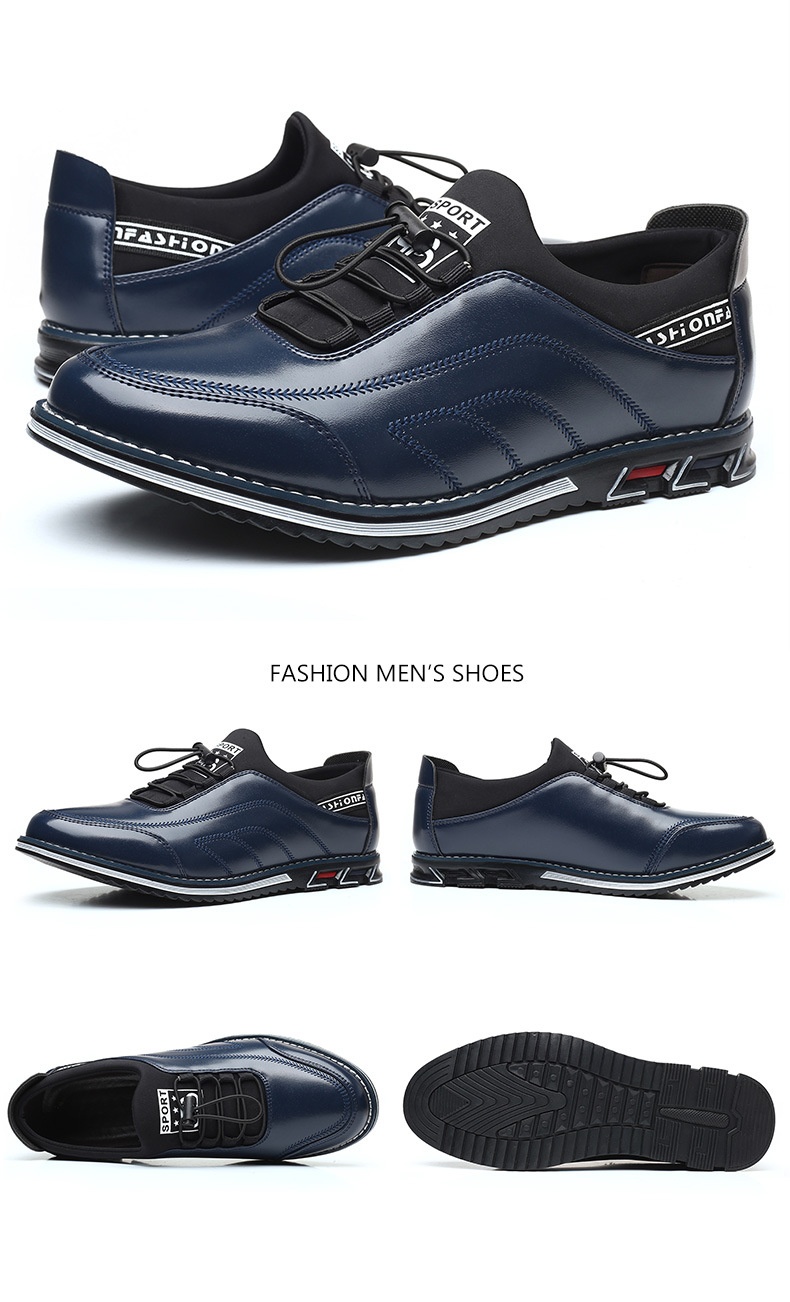 Plus Size Men's Shoes Round Head Embroidery Fashion Leather Shoes foto 3