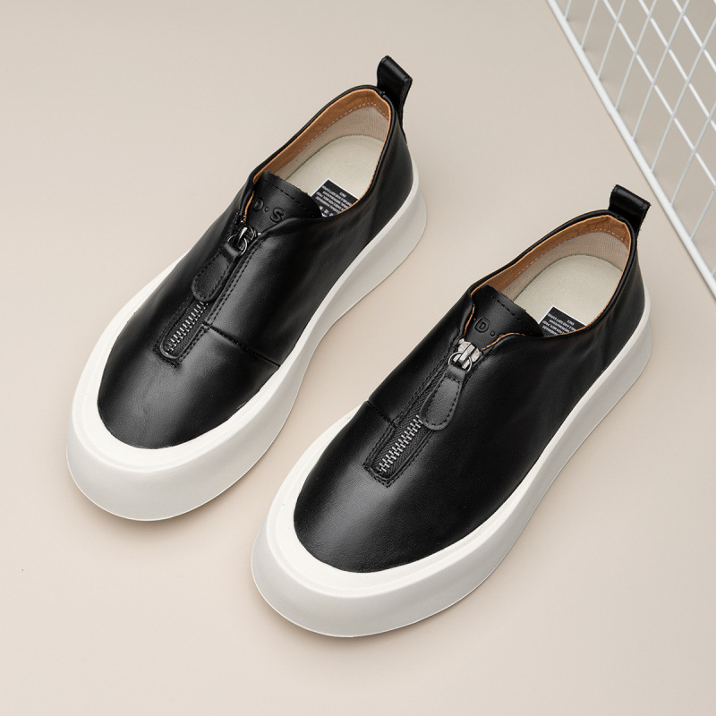 Men's Retro Distressed Leather Platform All-match Casual Sneakers foto 2
