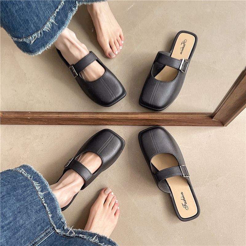 French Style Vintage Closed Toe Flat Slippers For Women foto 4