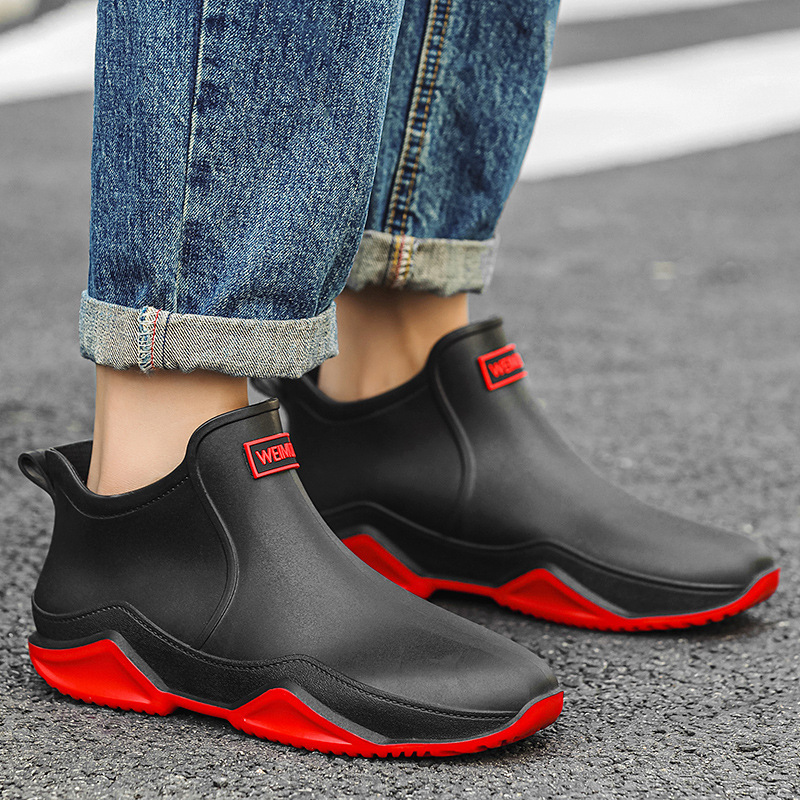 New Men's Rain Boots Short Tube Outdoor Waterproof Shoes foto 3