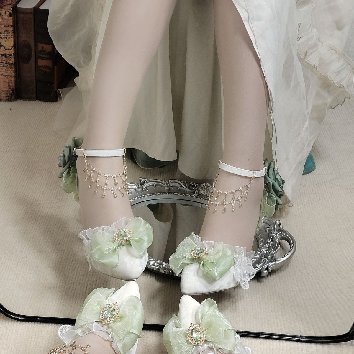 Flower Wedding High Heels Bow Handmade foto 4