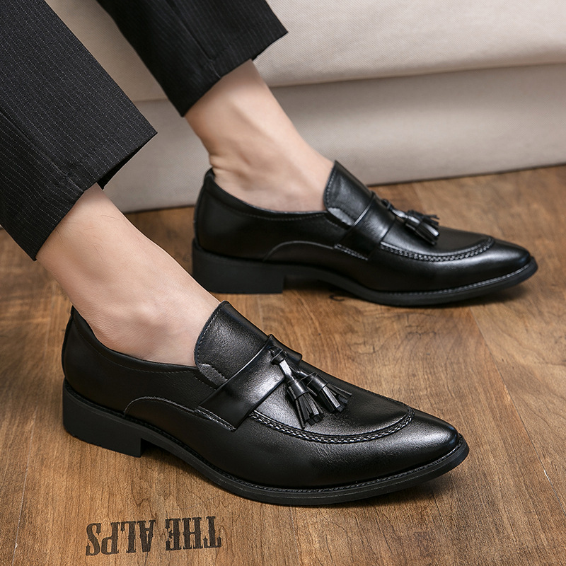 Mens British-style Casual Fashionable Business Tassel Leather Shoes foto 4