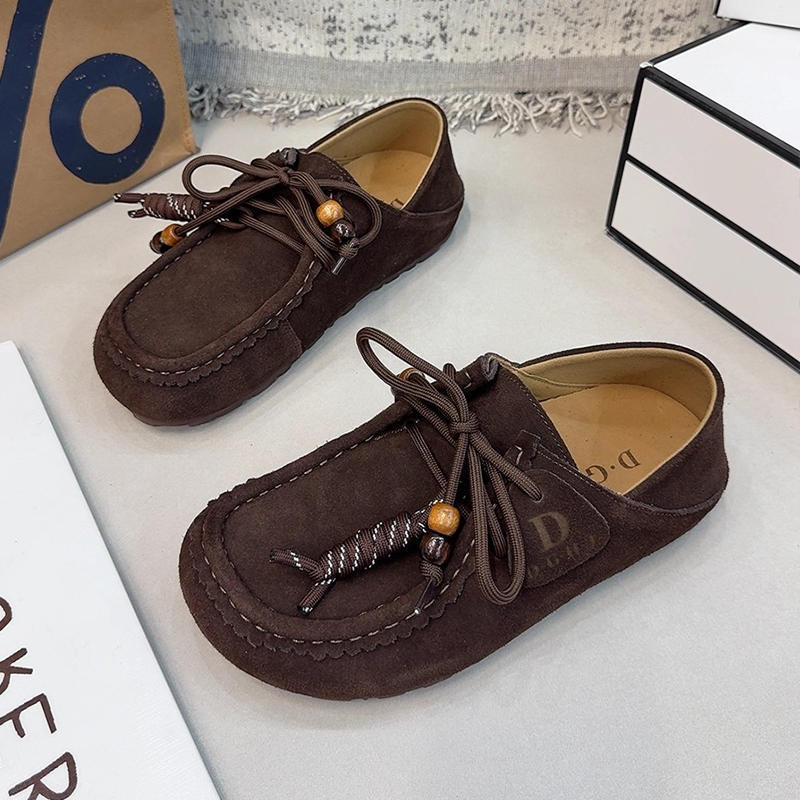 Spring And Autumn New Sand Lace-up Tassel Soft Bottom Loafers Gommino foto 2