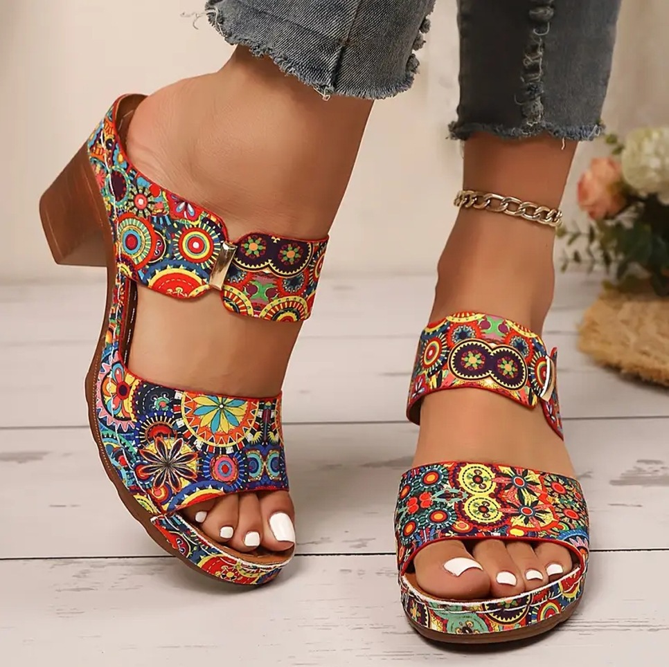 Graffiti High-heel Slide Sandals For Women With A Bucklelightweight And Easy To Wear foto 3