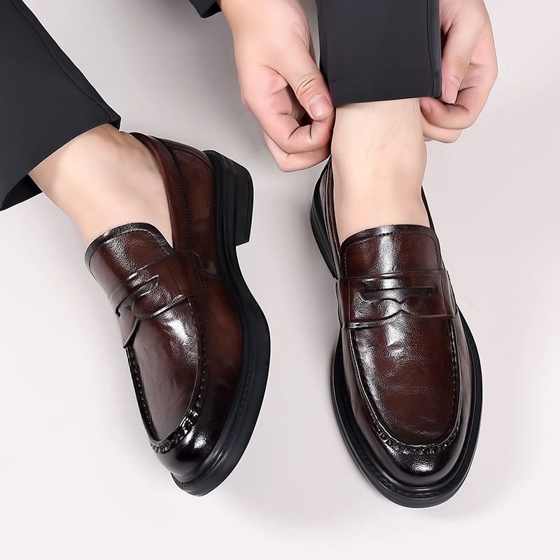 Men's All-match Breathable British Casual Leather Shoes foto 4