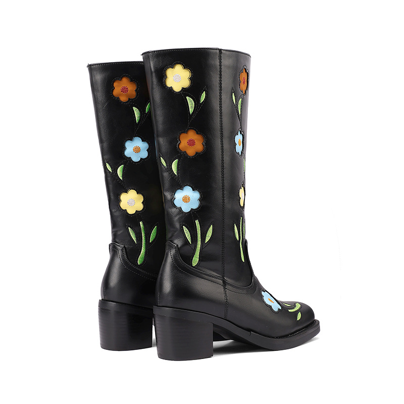 Womens Western Boots With Floral And Embroidery Details foto 4