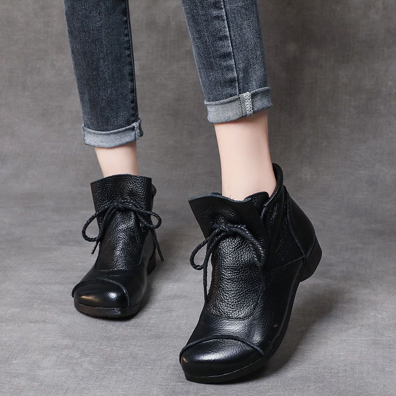 Genuine Leather Comfortable Soft-Soled SpringAutumn Handmade Retro Womens Boots foto 4