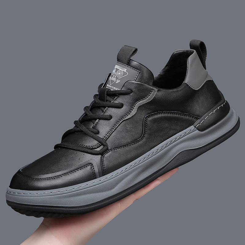 Genuine Leather Men's Shoes Thick Bottom Breathable Hollowed Leisure foto 2