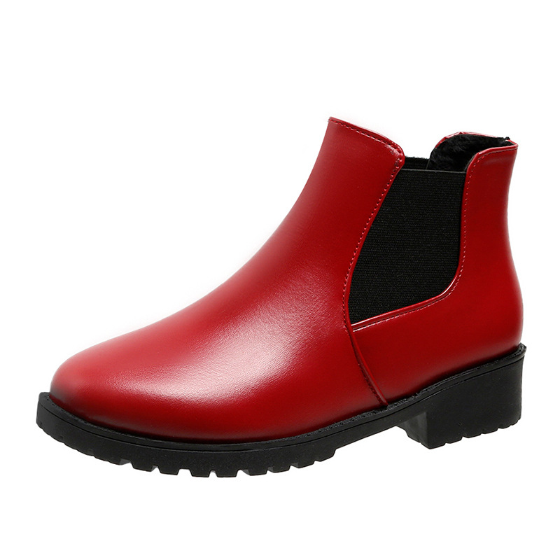 New Springautumn Red Dr Martens-style Boots With A Round Toe And Chunky Heel foto 4