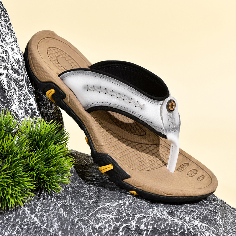 Genuine Leather Flip Flops Outdoor Wear Non-slip foto 5