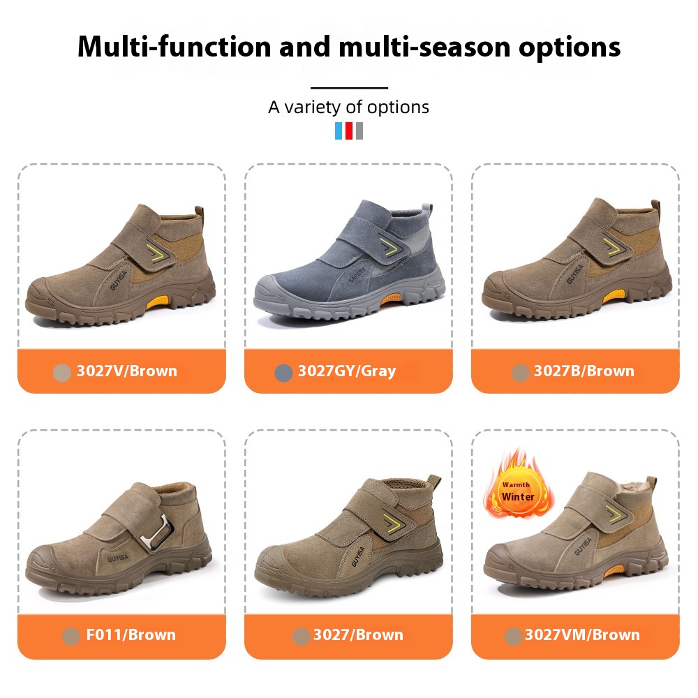 Fireproof Flower Safety Wear-resistant Steel Toe Cap Felt Buckle Welder Shoes foto 2