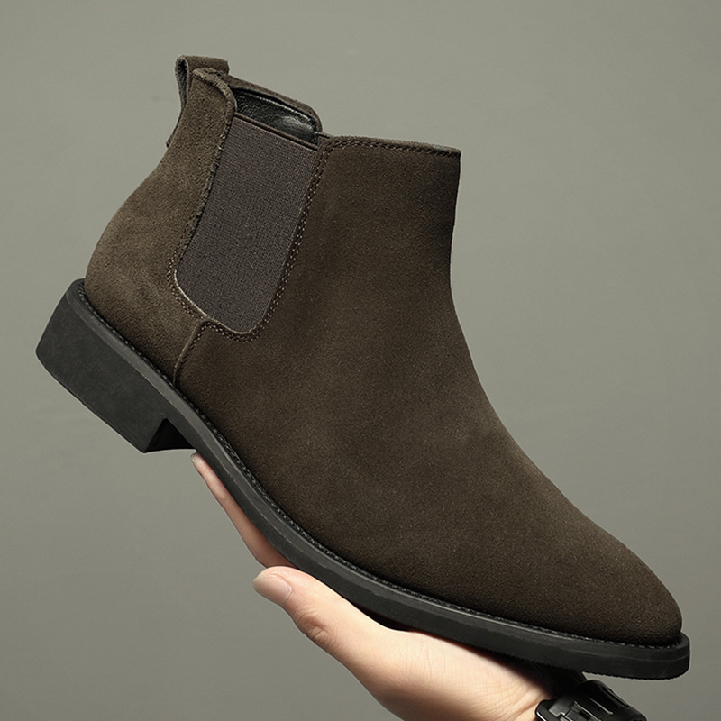 Breathable Autumn And Winter British Style Pointed Suede Short Martin Boots For Men foto 3