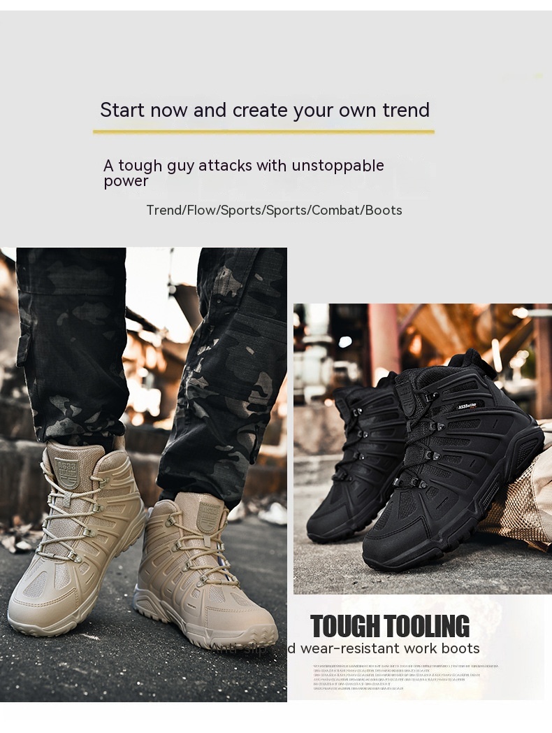 Outdoor High-top Combat Non-slip Wear-resistant Shock Absorption Land Battle Hiking Shoes foto 4