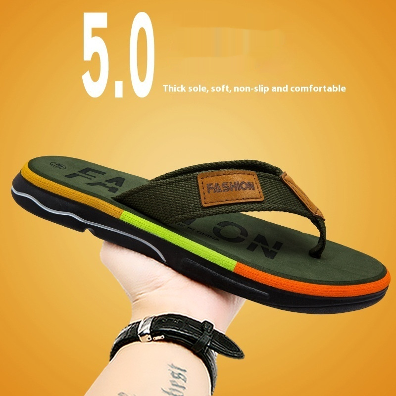 Men's Flip Flops Summer Outdoor Non-slip Soft Bottom Sandals Woven Belt Clip foto 3