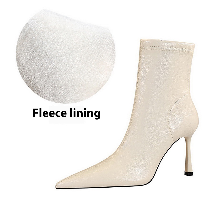Ultra High Heel Stiletto Pointed Winter Side Zipper Short Boots foto 3