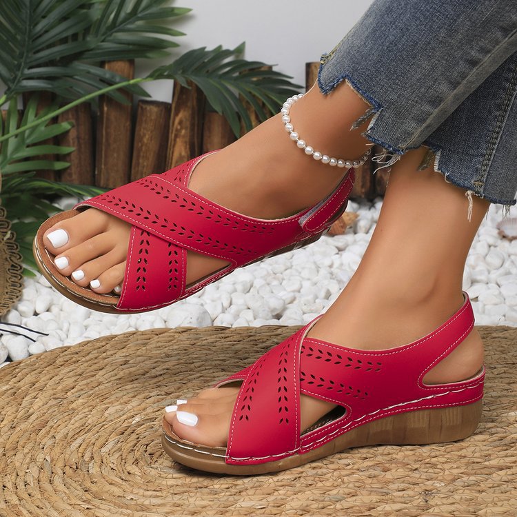 Plus Size Wedge Women's Back Strap Velcro Sandals foto 2
