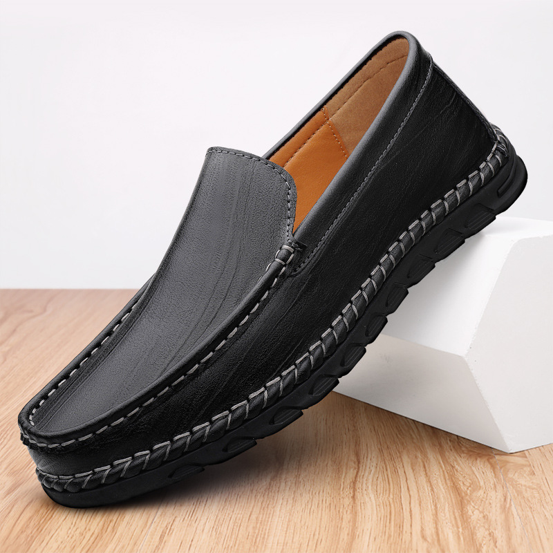 Men's Leather Round Toe Casual Shoes Breathable Soft Bottom foto 5
